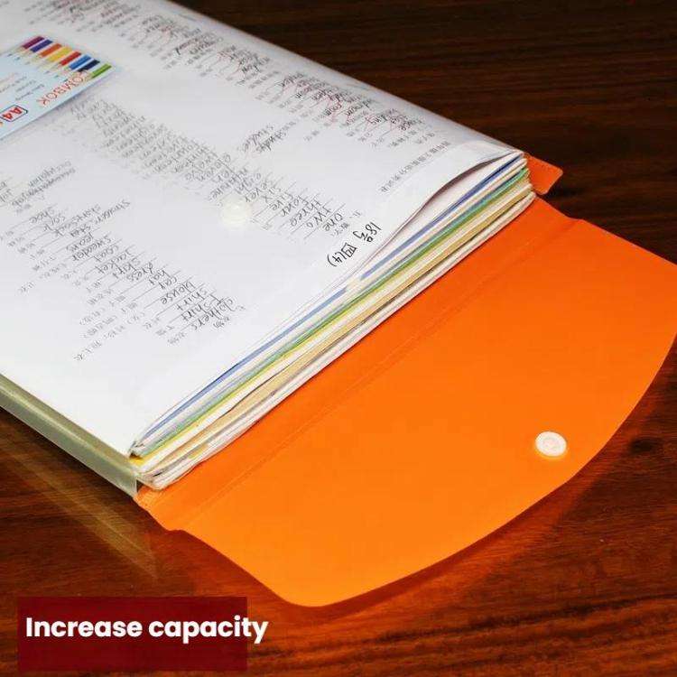 2pcs /Pack A4 Transparent Plastic File Folder 11-hole Loose-leaf Pocket with Snap Closure(Black)