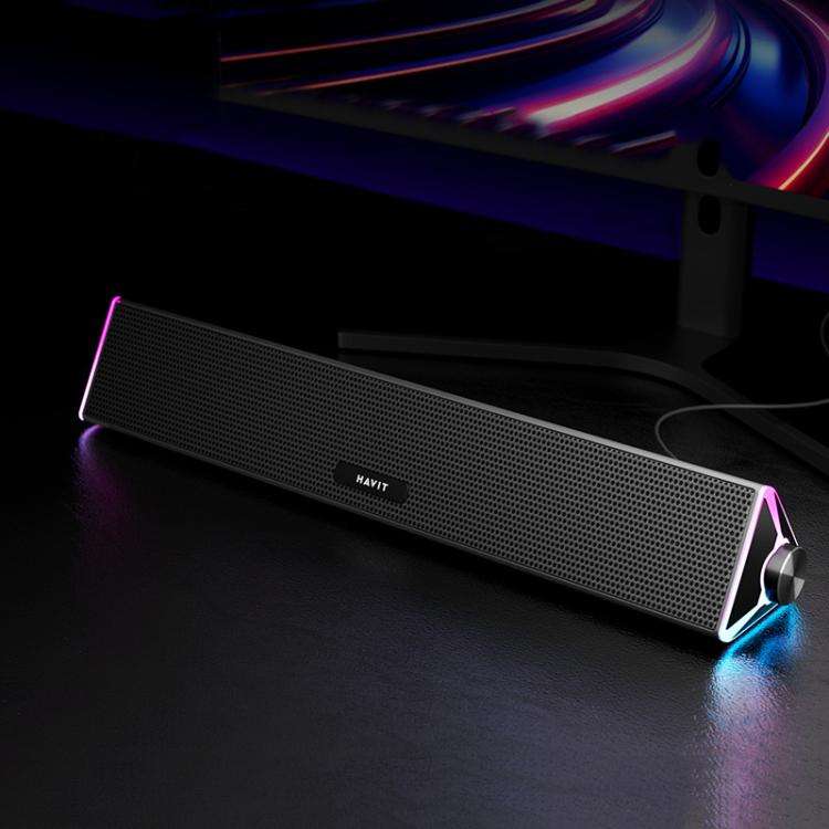Havit M15 RGB Lighting Effect Dual Speaker Stereo Desktop Computer Wired Speaker(Black)