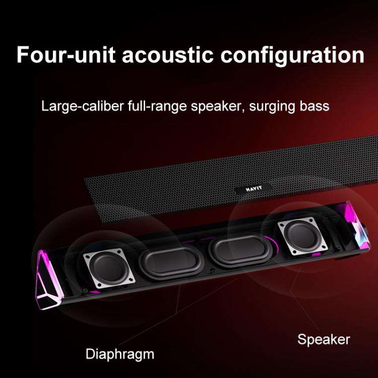 Havit M15 RGB Lighting Effect Dual Speaker Stereo Desktop Computer Wired Speaker(Black)