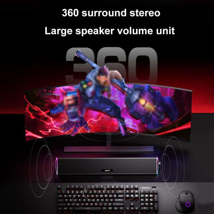Havit M15 RGB Lighting Effect Dual Speaker Stereo Desktop Computer Wired Speaker(Black)