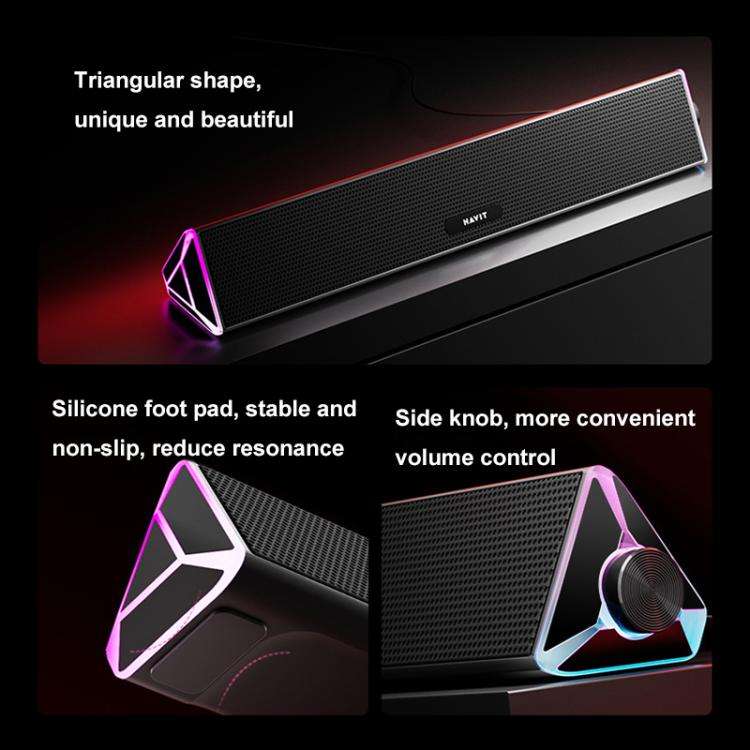 Havit M15 RGB Lighting Effect Dual Speaker Stereo Desktop Computer Wired Speaker(Black)