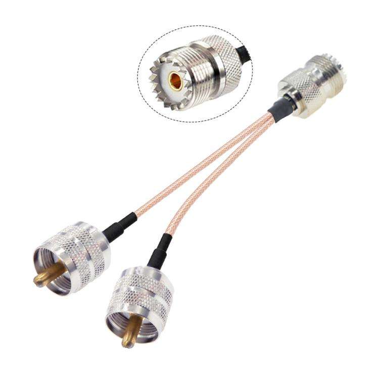 30cm UHF Female To 2 UHF Male 1 In 2 Cable SO239 To PL259Y Adapter Cable