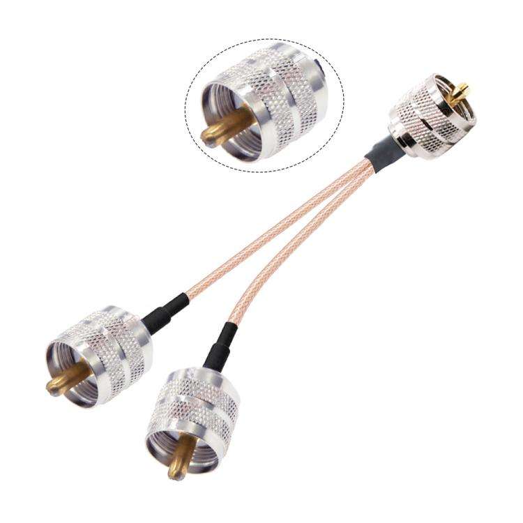 30cm UHF Male To Dual UHF Male Split 1 In 2 Cable SO239 To PL259Y RG316 Adapter Cable