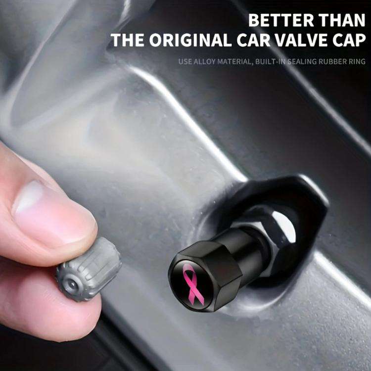 2 Sets Car Modification Aluminum Tire Valve Caps, Style: Colorful Ribbon