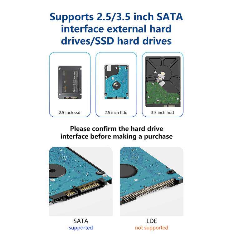 Blueendless MR35TC 3.5-inch USB3.0 2.5/3.5-inch SATA Mobile Hard Disk Box(Type-C UK Plug)