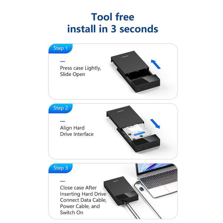 Blueendless MR35TC 3.5-inch USB3.0 2.5/3.5-inch SATA Mobile Hard Disk Box(Type-C UK Plug)