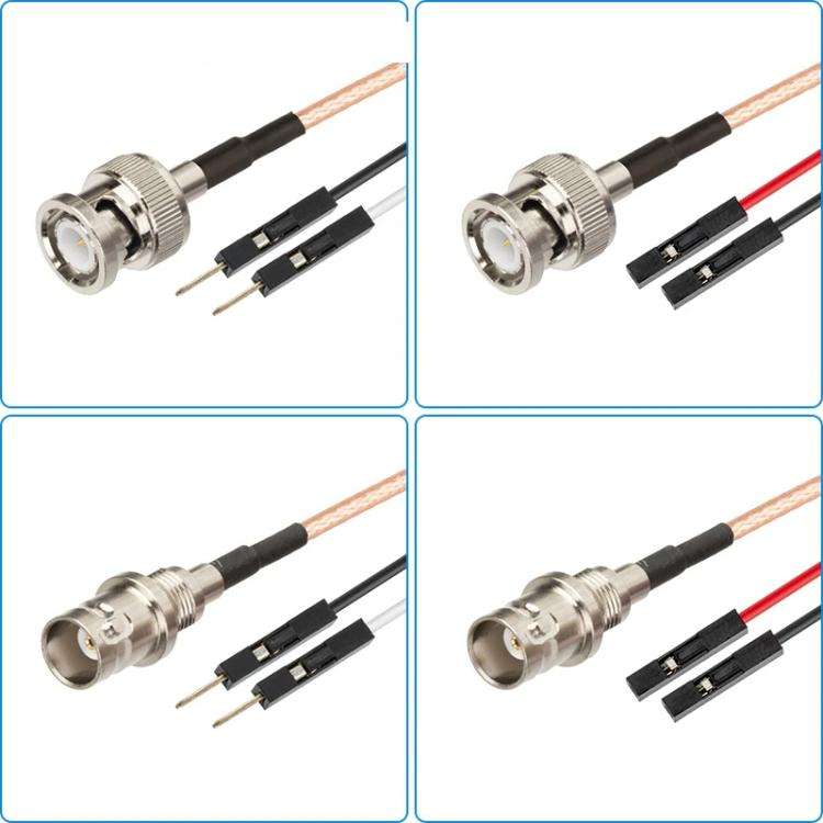 BNC Male To Dual DuPont Female RG316 RF Test Extension Adapter Cable(0.5m)