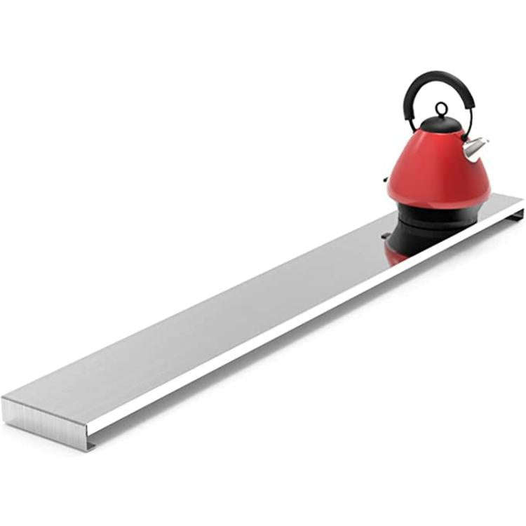 Stainless Steel Exhaust Vent Cover Gas Stove Cover Seasoning Rack Oil Splash Guard 64x10x2.5cm