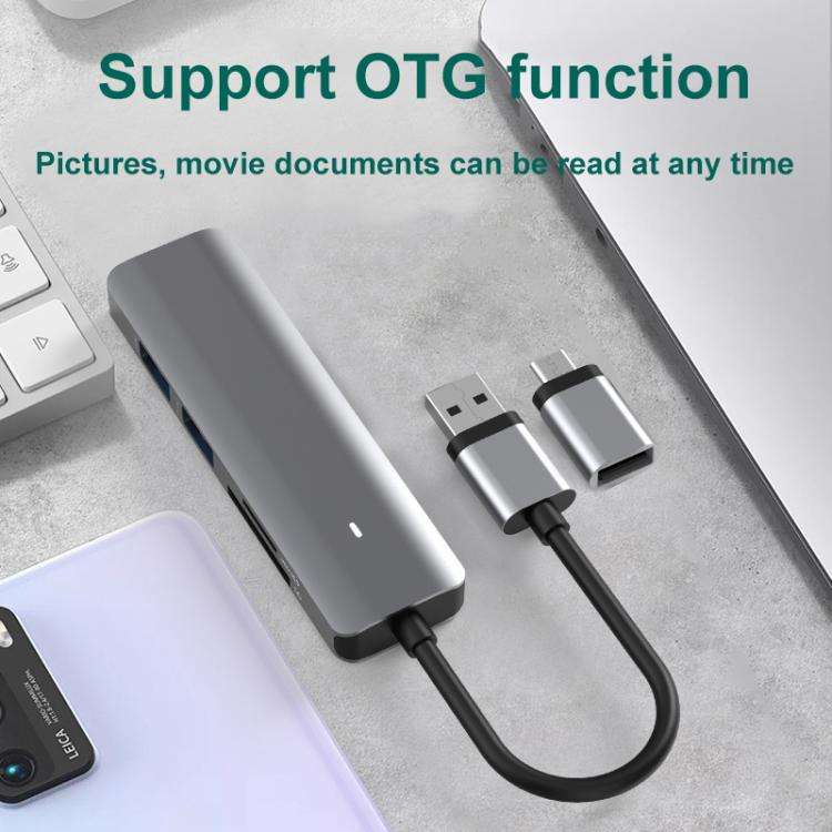 Blueendless Type-C Expansion Dock Multifunctional HUB Docking Station 5-in-1 USB3.0 x 3 + SD/TF3.0