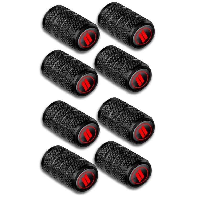 2 Sets Car Modification Aluminum Tire Valve Caps, Style: Red Strip Grid