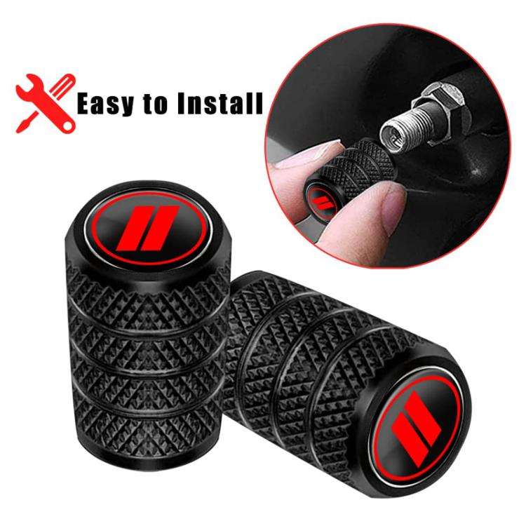 2 Sets Car Modification Aluminum Tire Valve Caps, Style: Red Strip Grid