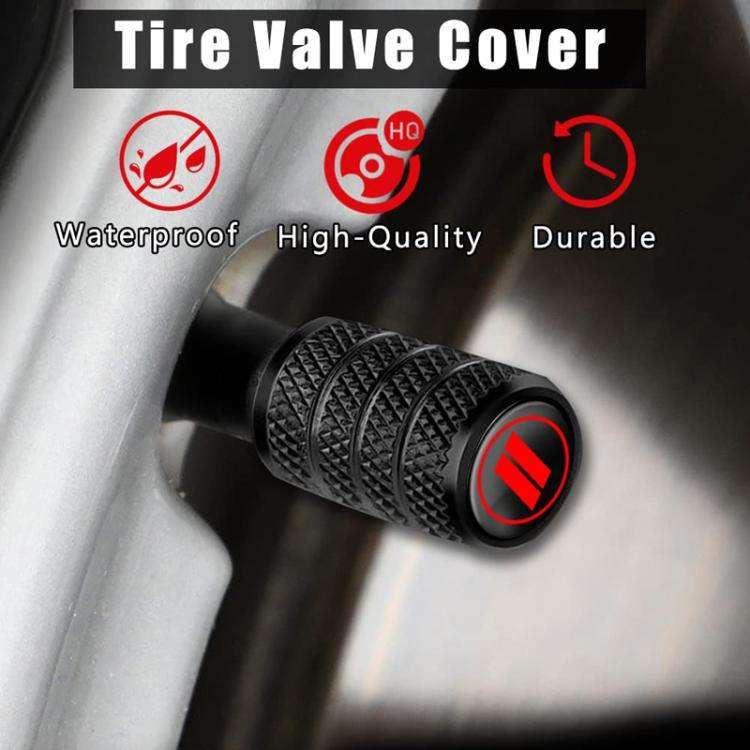 2 Sets Car Modification Aluminum Tire Valve Caps, Style: Red Strip Grid