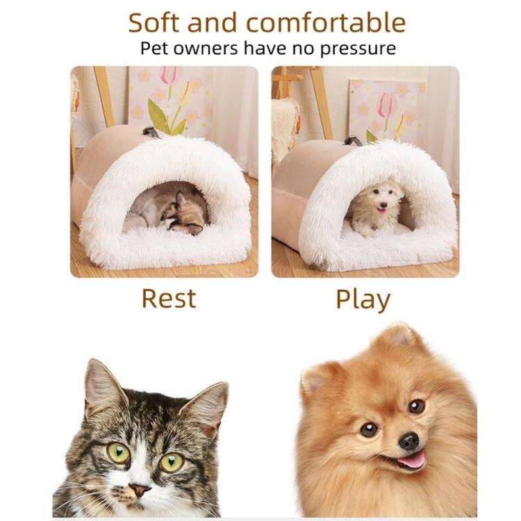 Pet House Bed Splicing Handle Design Warm Plush Cat Dog House, Size: L(Gray)