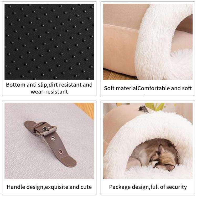 Pet House Bed Splicing Handle Design Warm Plush Cat Dog House, Size: L(Gray)