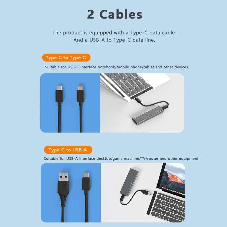 Blueendless 2818SN M.2 Nvme / Sata Dual-protocol Mobile Hard Disk Box with 2-in-1 Cable