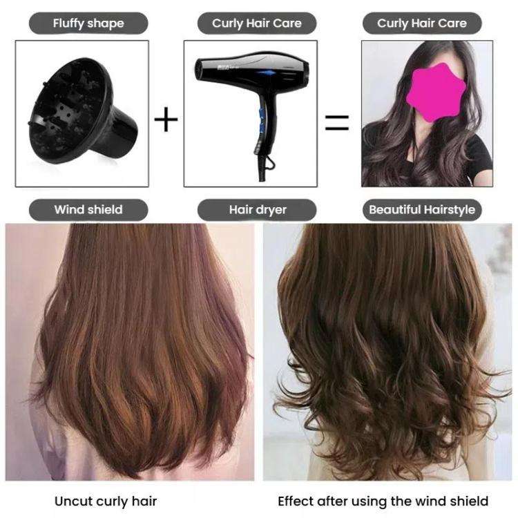 Hair Dryer Diffuser Hair Salon Styling Hair Dryer Cover Curler Large Wind Hood(Black Classic)