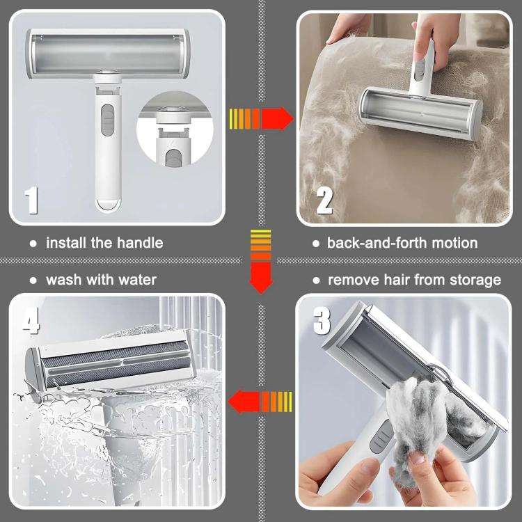 Pet Hair Removal Tool Reusable Lint Roller for Cats & Dogs(Light Gray)