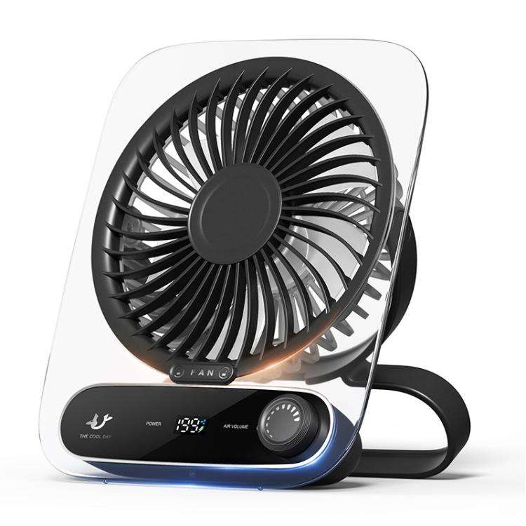 199-speed Desktop wall-mounted Fan With Handle & Light Built-in  Aromatherapy Cotton(Clear Black)