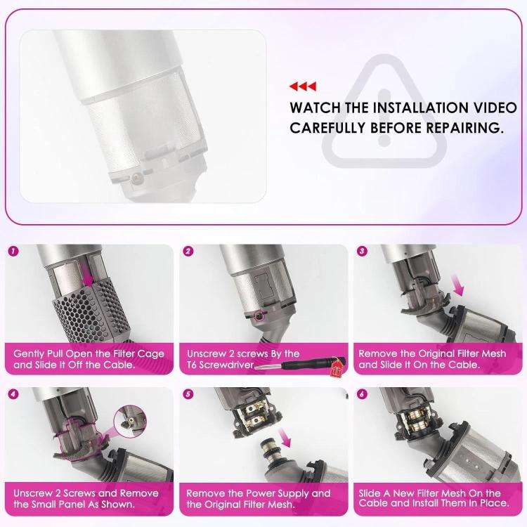 For Dyson Airwrap HS01 HS05 Hair Styler Inner Filter Repair Parts, Spec: Inner Filter+Clean Brush