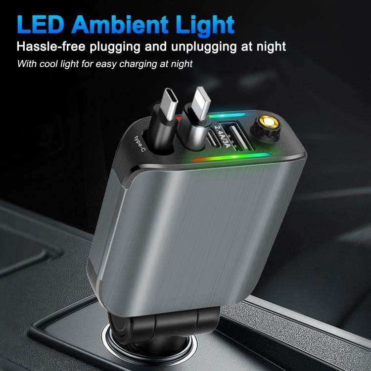 E1 4-in-1 Multifunctional Car Bluetooth MP3 Charger with Starry Sky Stmosphere Spotlight(Black)