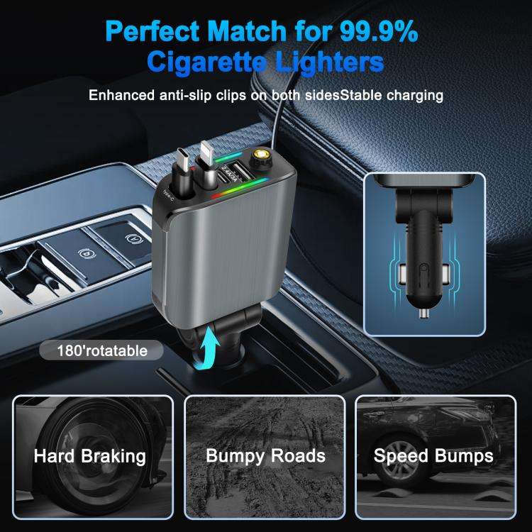 E1 4-in-1 Multifunctional Car Bluetooth MP3 Charger with Starry Sky Stmosphere Spotlight(Black)