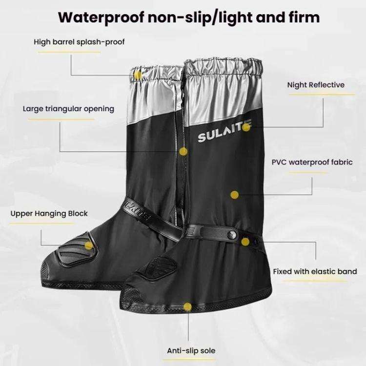 SULAITE Motorcycle Shoe Cover Thickened Anti-slip Wear-resistant Rain Shoes Outdoor Riding Adult ...