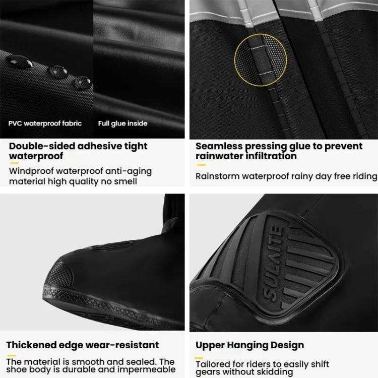 SULAITE Motorcycle Shoe Cover Thickened Anti-slip Wear-resistant Rain Shoes Outdoor Riding Adult ...