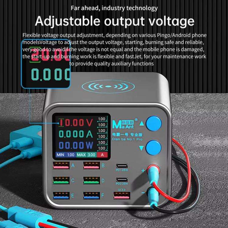 MaAnt DianBa No.1 Pro Multi-port Charger 9-ports With Digital Display Power Wireless Charger EU Plug