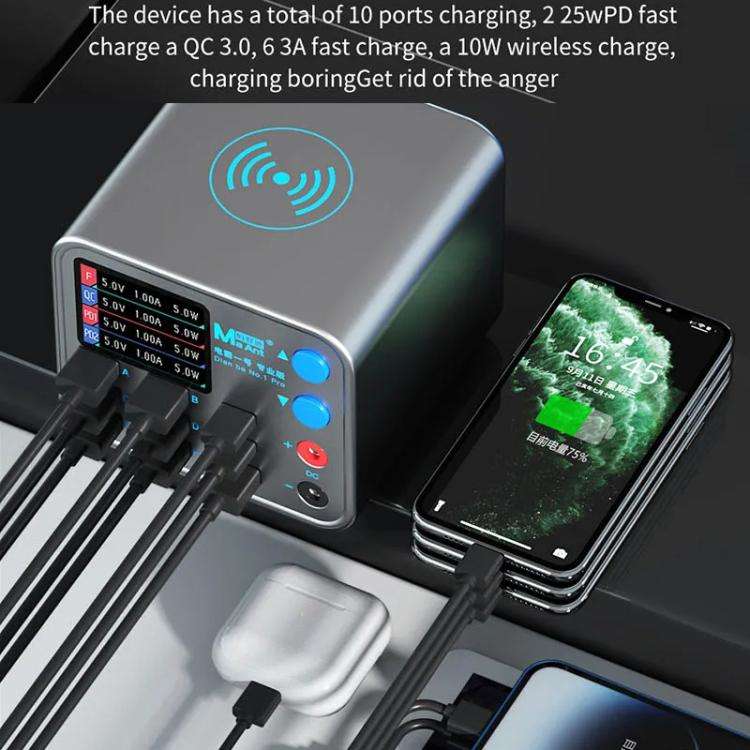 MaAnt DianBa No.1 Pro Multi-port Charger 9-ports With Digital Display Power Wireless Charger EU Plug