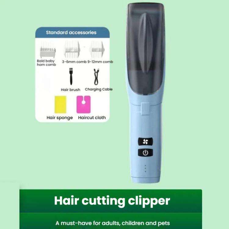 Hair-absorbing Hair Clipper Rechargeable Low Noise Hair Trimmer for Babies, Adults and Pets(Blue)
