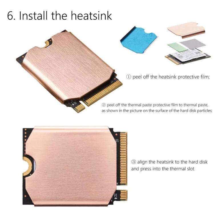 For Steam Deck Game Console SSD Copper Heat Sink M.2 2230 NVMe Radiator Pad, Spec: Set B