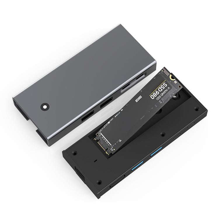 Blueendless M.2 Nvme/Sata Dual-Protocol Hard Disk Box HUB 4K60Hz+USB 10G x 2+Type-C 10G+PD100W