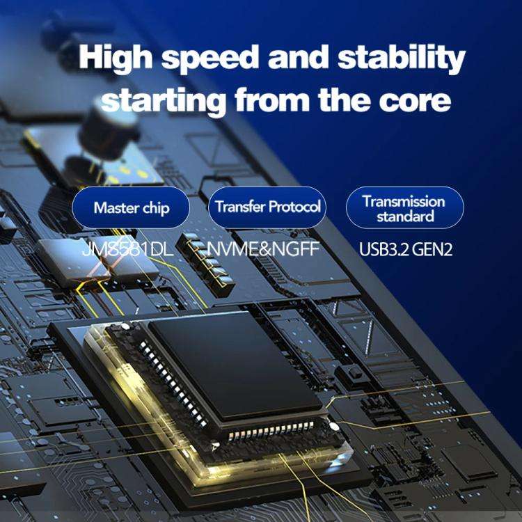 Blueendless M.2 Nvme/Sata Dual-Protocol Hard Disk Box HUB 4K60Hz+USB 10G x 2+Type-C 10G+PD100W