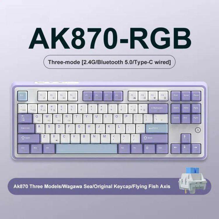 Ajazz AK870 Wireless Bluetooth Tri-mode Mechanical Keyboard RGB DIY Custom Hot Swap Gaming Keyboa...