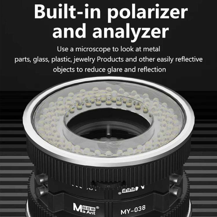 MaAnt MY-038 Cell Phone Repair Microscope Ring Polarized LED Light Source Lamps 96 Beads Anti-Gla...