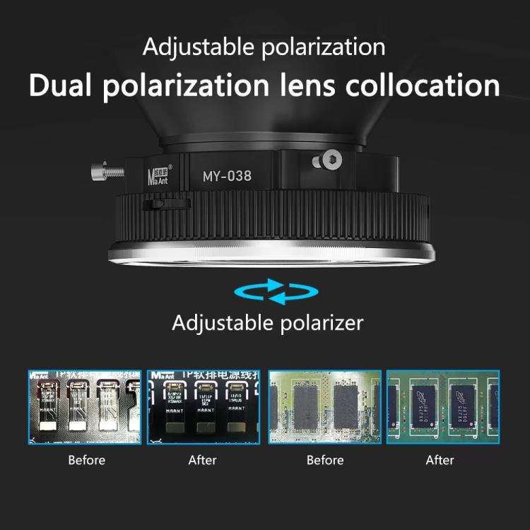 MaAnt MY-038 Cell Phone Repair Microscope Ring Polarized LED Light Source Lamps 96 Beads Anti-Gla...