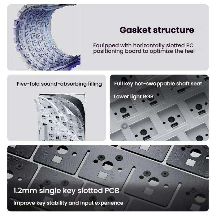 Ajazz AK820 Pro Wireless Bluetooth Tri- mode Custom Hot Swap Gasket Mechanical Gaming Keyboard Wi...