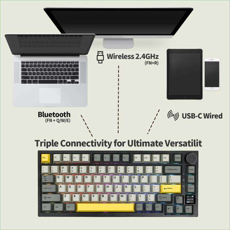 Ajazz AK820 Pro Wireless Bluetooth Tri- mode Custom Hot Swap Gasket Mechanical Gaming Keyboard Wi...