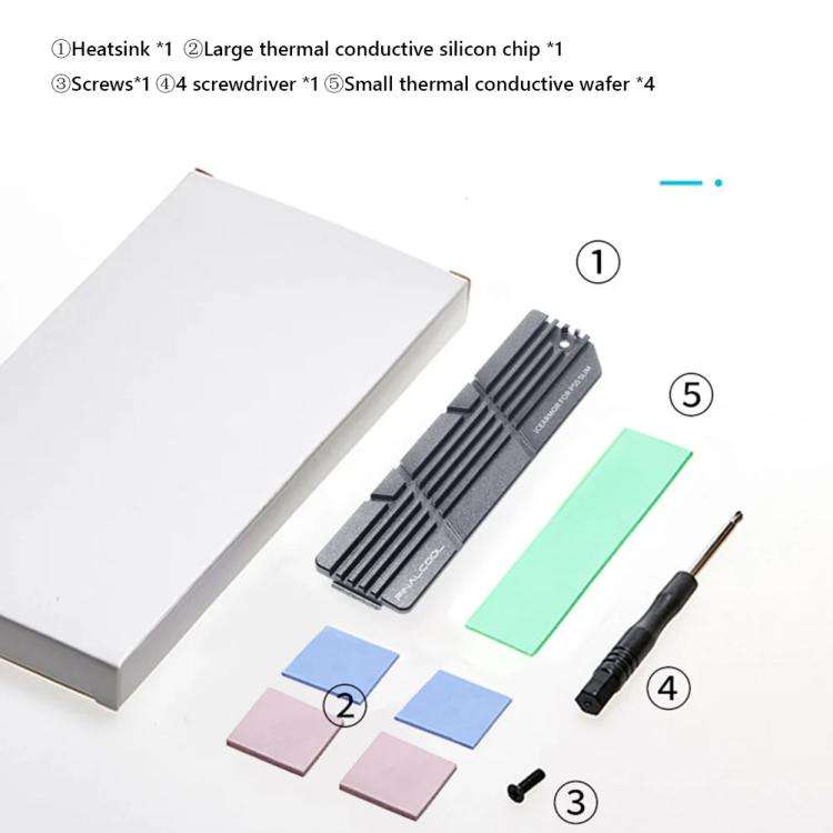 For PS5 Slim / Pro FinalCool M.2 2280 NVME SSD Radiator Integrated Aluminum Alloy Heatsink(Silver)
