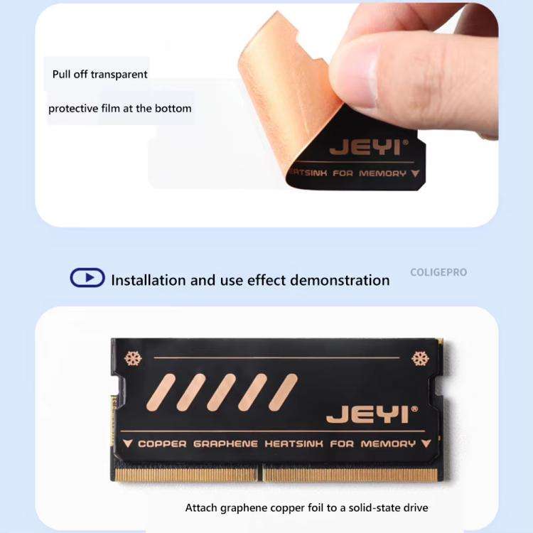 2pcs /Pack JEYI Pure Copper Graphene Laptop Memory Heatsink Radiator for DDR5 DDR4 DDR3(NB-CG)