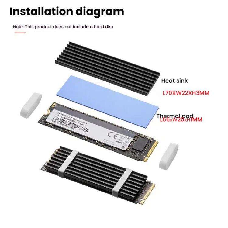FinalCool M.2 2280 NVMe SSD Heat Sink Solid State Drive Radiator(Gold)