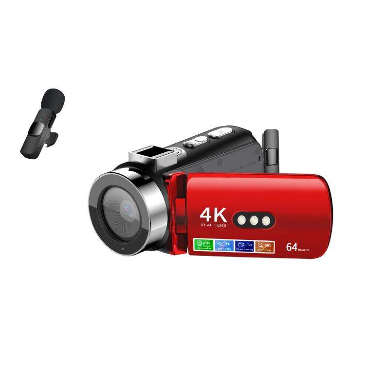WiFi HD 4K Lightless Colorful Night Vision Digital Video Camera, Color: Red + Wireless Noise Redu...