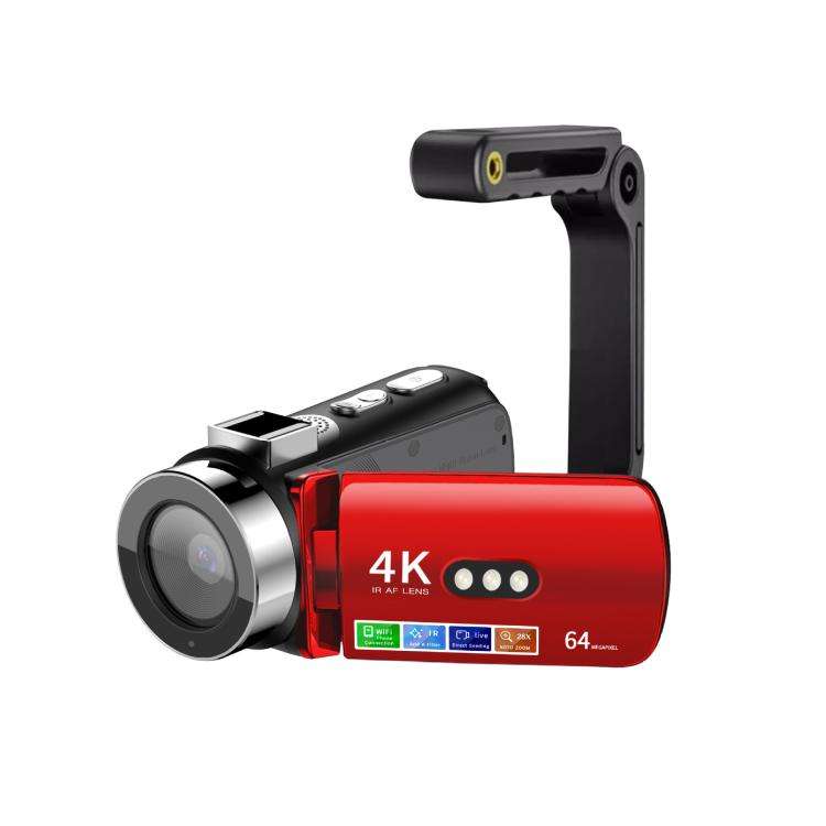 WiFi HD 4K Lightless Colorful Night Vision Digital Video Camera, Color: Red + Bracket