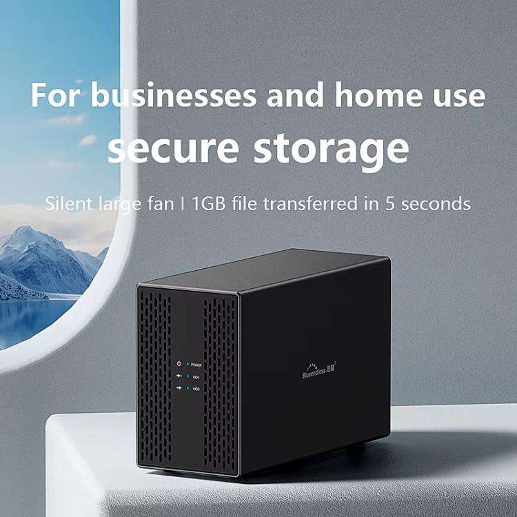 Blueendless DB3502F USB3.0/Type-C Non-array 2.5/3.5-inch Dual-Bay Mobile Hard Disk Box(US Plug)