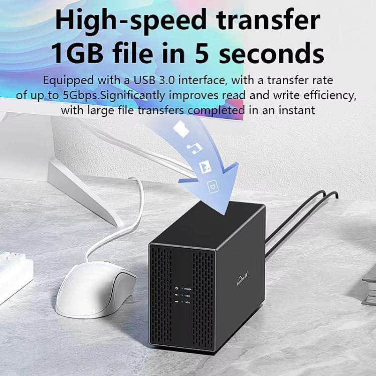 Blueendless DB3502F USB3.0/Type-C Non-array 2.5/3.5-inch Dual-Bay Mobile Hard Disk Box(UK Plug)