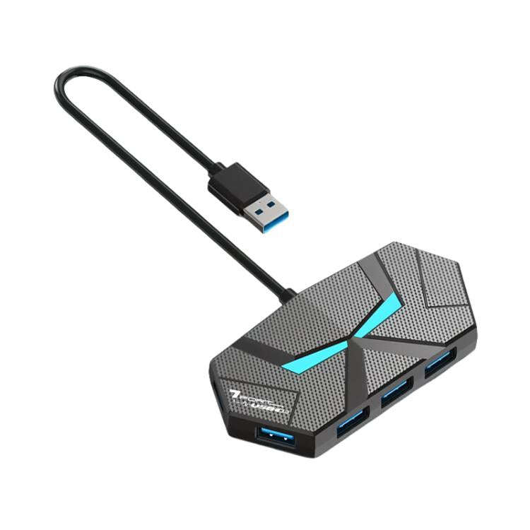 7 In 1 USB 2.0 Hub Splitter Colorful Ambient Light Type-C Docking Station Laptop Multi-Port Adapt...