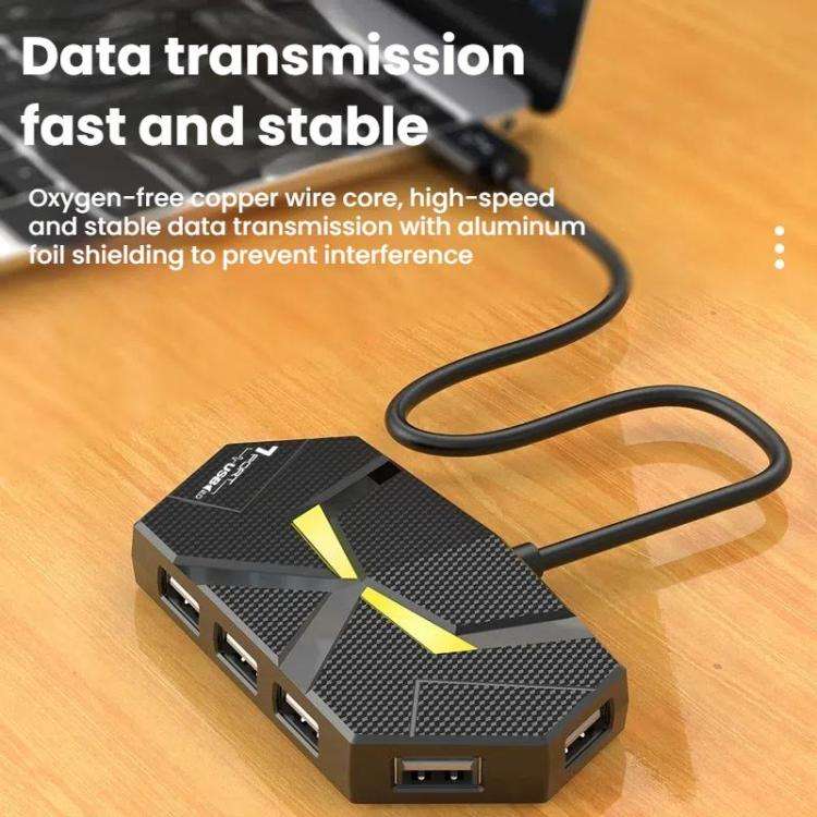 7 In 1 USB 2.0 Hub Splitter Colorful Ambient Light Type-C Docking Station Laptop Multi-Port Adapt...