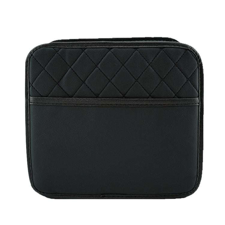 Multifunctional Car Seat Back Storage Bag Car Leather Trash Can Decoration Products(Black)