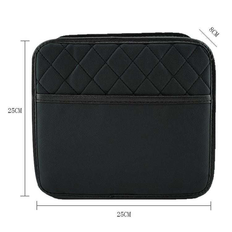 Multifunctional Car Seat Back Storage Bag Car Leather Trash Can Decoration Products(Black)