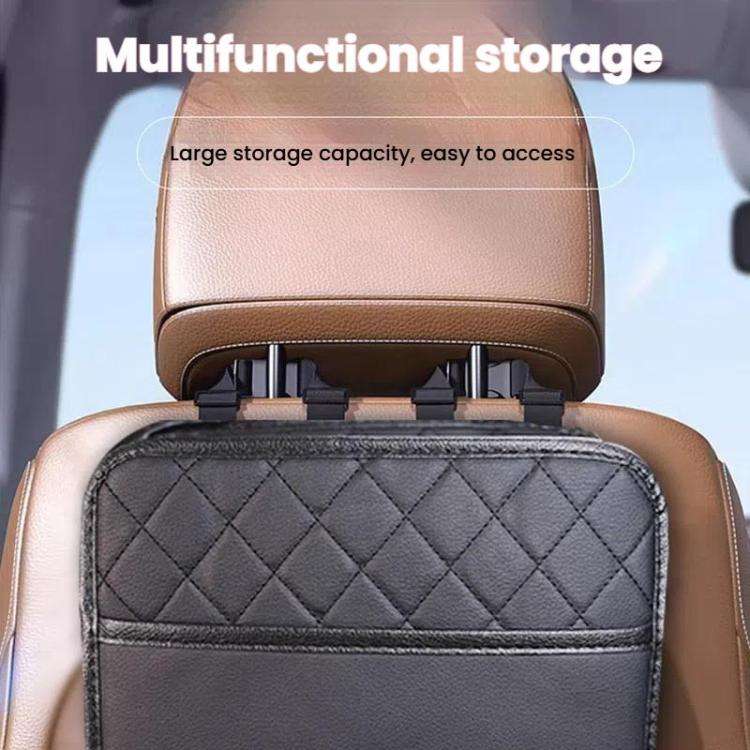 Multifunctional Car Seat Back Storage Bag Car Leather Trash Can Decoration Products(Black)
